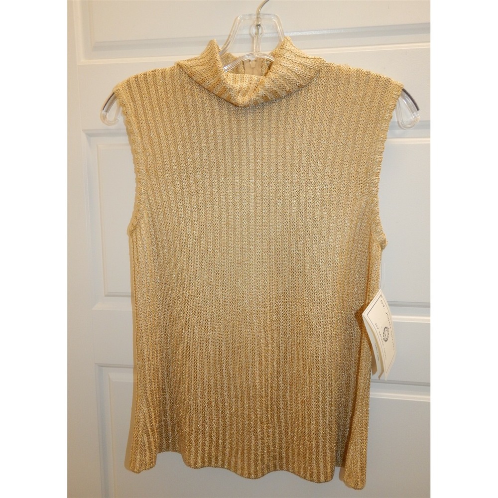 New St John Sport sz S Gold Sleeveless Sweater USA $250rt